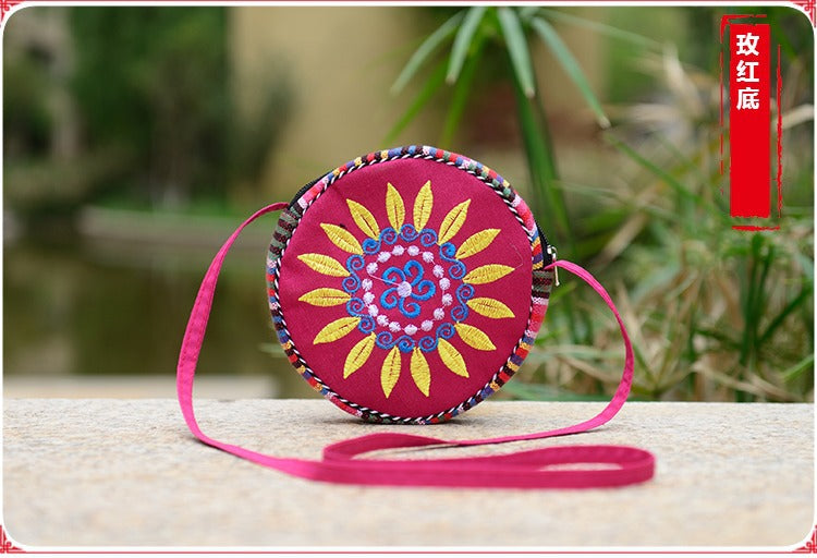 Yunnan National Style Embroidery Bag Cotton and Linen Cloth Miao Embroidery Tabor Women's Crossbody Ethnic Small Bag Stall Scenic Spot