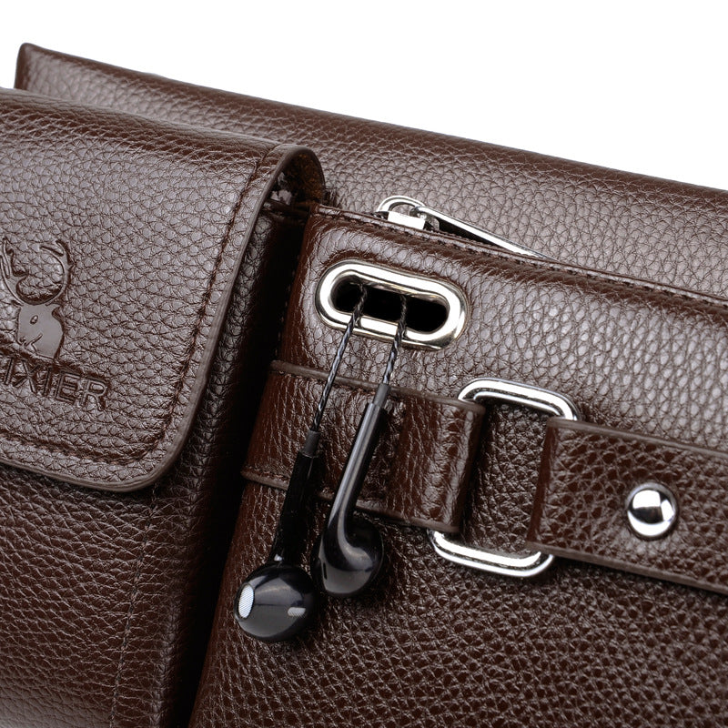 Men's bag fashion mobile phone bag sports waist bag multi-functional outdoor mobile phone bag pu boys crossbody bag cycling waist bag men