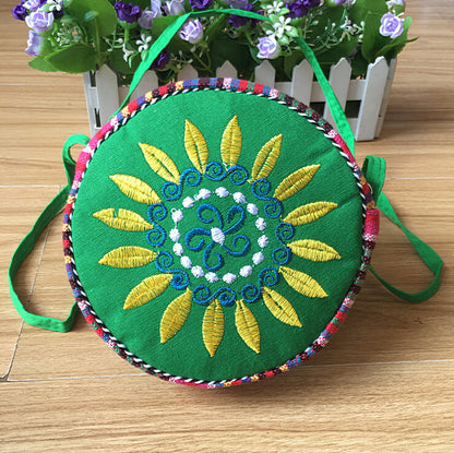 Yunnan National Style Embroidery Bag Cotton and Linen Cloth Miao Embroidery Tabor Women's Crossbody Ethnic Small Bag Stall Scenic Spot