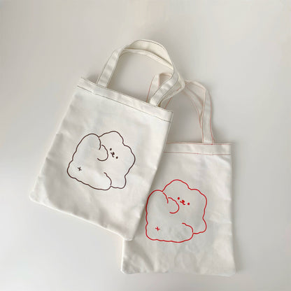 Canvas Bear Handbag Cute Cotton Storage Shoulder Bag Simple Student Canvas Small Bag
