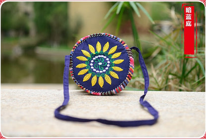 Yunnan National Style Embroidery Bag Cotton and Linen Cloth Miao Embroidery Tabor Women's Crossbody Ethnic Small Bag Stall Scenic Spot