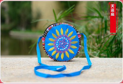 Yunnan National Style Embroidery Bag Cotton and Linen Cloth Miao Embroidery Tabor Women's Crossbody Ethnic Small Bag Stall Scenic Spot