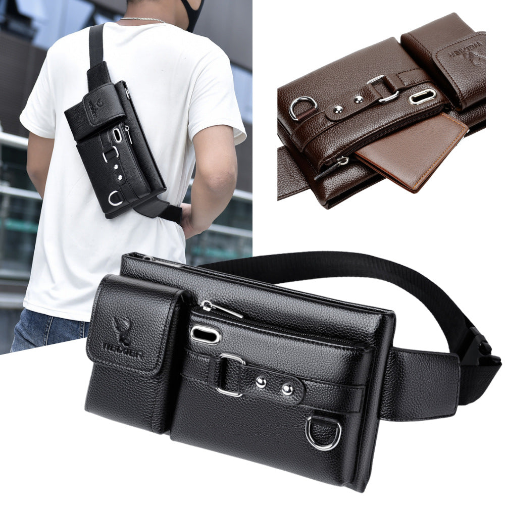 Men's bag fashion mobile phone bag sports waist bag multi-functional outdoor mobile phone bag pu boys crossbody bag cycling waist bag men