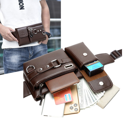 Men's bag fashion mobile phone bag sports waist bag multi-functional outdoor mobile phone bag pu boys crossbody bag cycling waist bag men