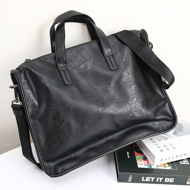 Casual portable shoulder bag for men, large-capacity cross-body Korean business travel computer bag, briefcase