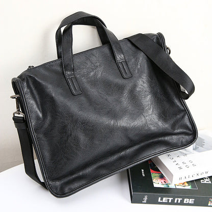 Casual portable shoulder bag for men, large-capacity cross-body Korean business travel computer bag, briefcase