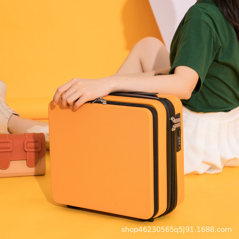 Mini 16-inch password box storage box, front-opening portable suitcase, cosmetic case that can be hung with a large box