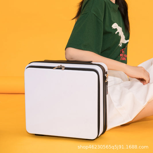 Mini 16-inch password box storage box, front-opening portable suitcase, cosmetic case that can be hung with a large box