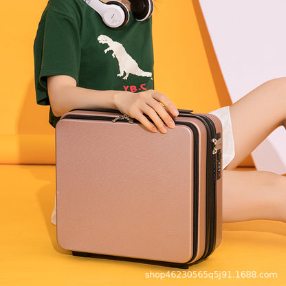 Mini 16-inch password box storage box, front-opening portable suitcase, cosmetic case that can be hung with a large box