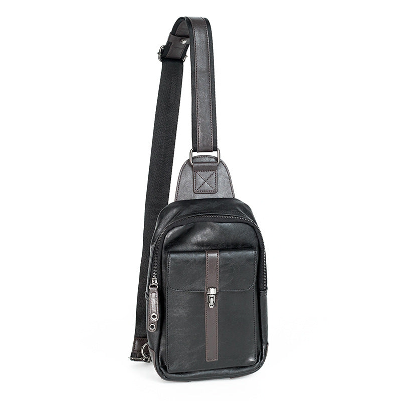 New Korean style trendy casual crazy horse leather small bag men's crossbody bag shoulder bag chest trendy bag