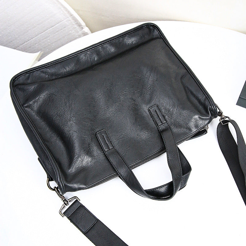 Casual portable shoulder bag for men, large-capacity cross-body Korean business travel computer bag, briefcase