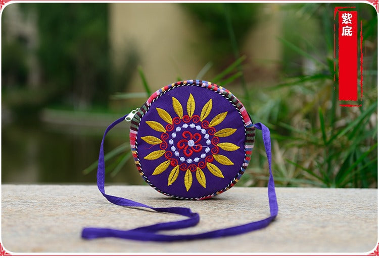 Yunnan National Style Embroidery Bag Cotton and Linen Cloth Miao Embroidery Tabor Women's Crossbody Ethnic Small Bag Stall Scenic Spot