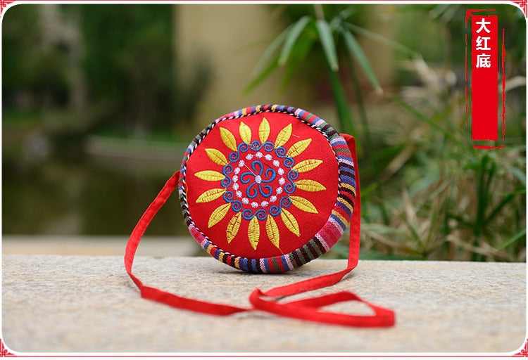 Yunnan National Style Embroidery Bag Cotton and Linen Cloth Miao Embroidery Tabor Women's Crossbody Ethnic Small Bag Stall Scenic Spot
